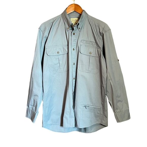 Cabelas light blue button down fishing / utility shirt. - Picture 1 of 9